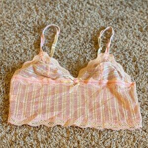 DKNY Pink and Cream Lace Bralette Size Large